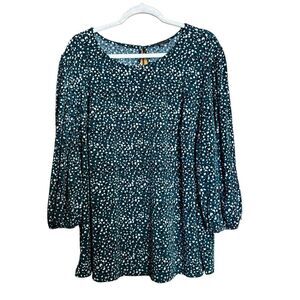 Adrianna Papell Top Womens 3X Multicolor Dot Print Stretch Flowy Blouse Ladies